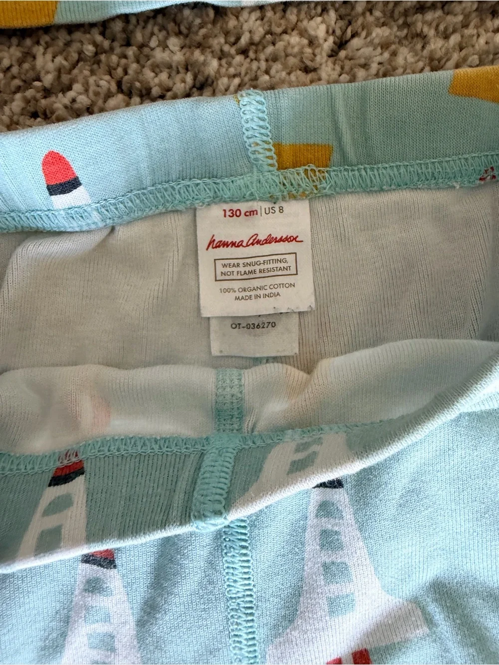 Hanna Andersson Space Rocket Short John Pajamas Blue Sz 8